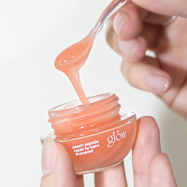 GLOW peach peptide repair lip balm #coralreef