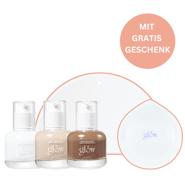 GLOW breathable blemish balm set + gratis cloud sponge & acrylic mixing palette